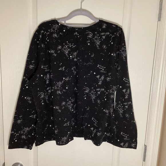Reitmans Women's Black Long Sleeve Top T-Shirt Astronomy Stars Size L/XL Cotton - Picture 5 of 7